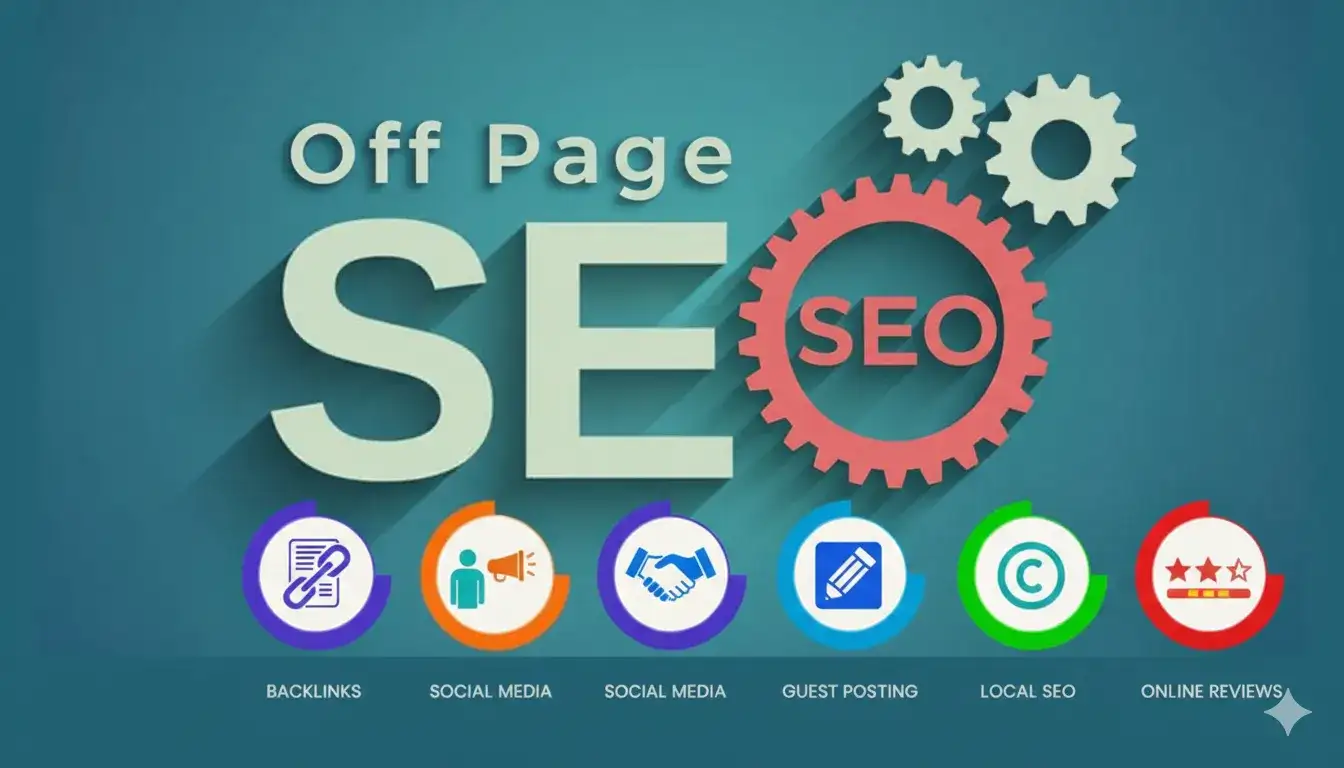 On-page SEO elements including keywords, headings, content quality, links, and URL structure