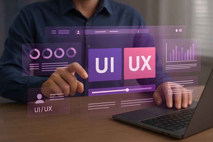 UI and UX design concept showing user interface design and user experience optimization
