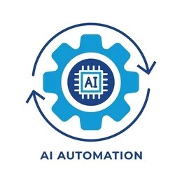 AI-powered automation with humanoid robot and digital interface